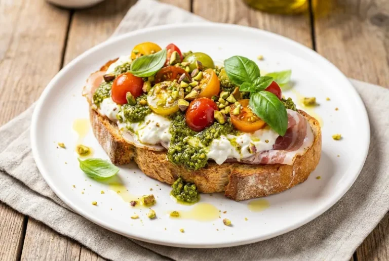 Pistazien-Pesto Sandwich-Bruschetta