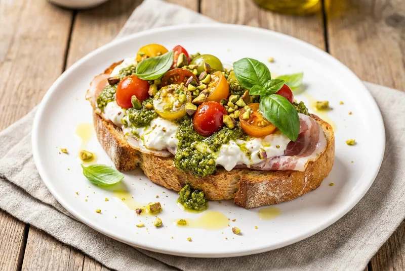 Pistazien-Pesto Sandwich-Bruschetta